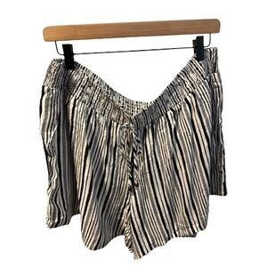 Apt 9 Striped Shorts Smocked Waist‎ Button Front Lined Casual XL